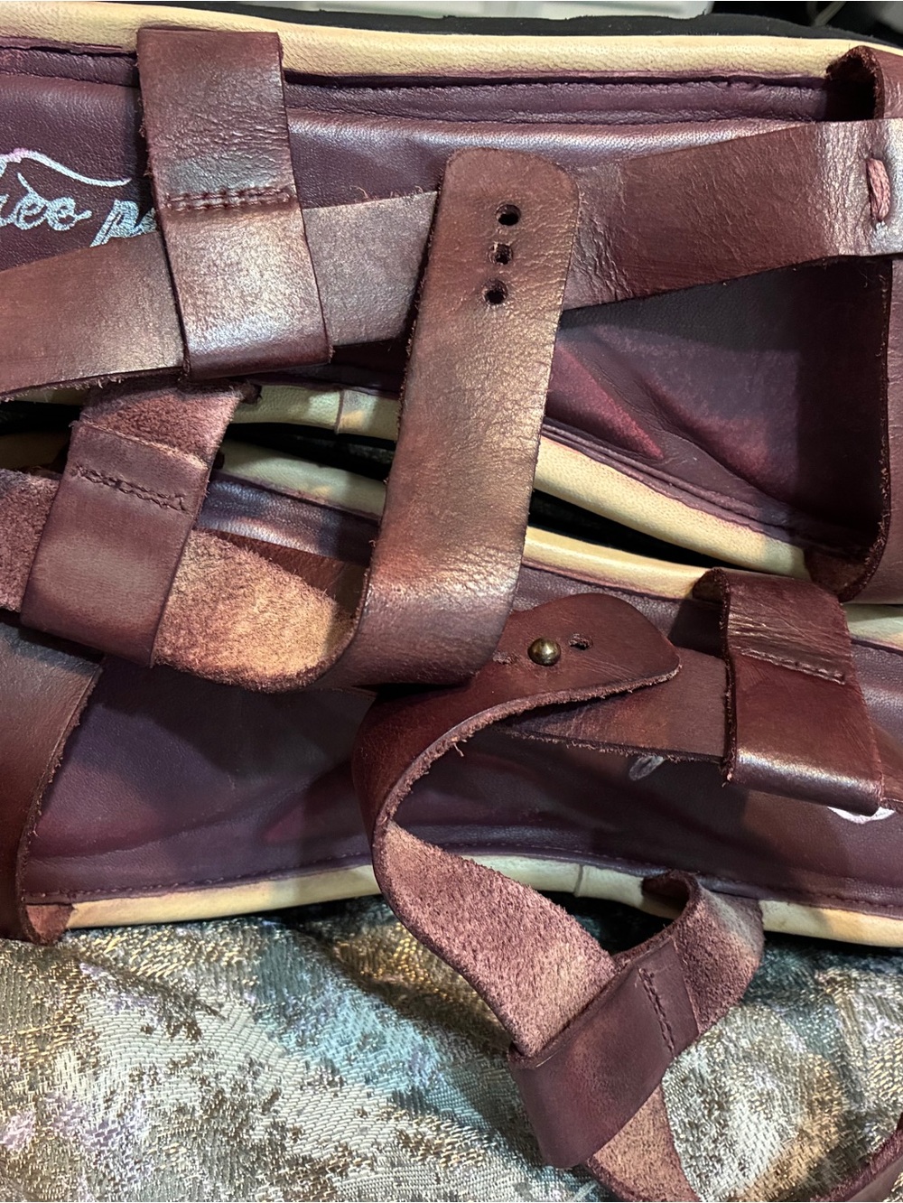 Marshalls Burgundy Platform Sandals with Black Ribbed Soles